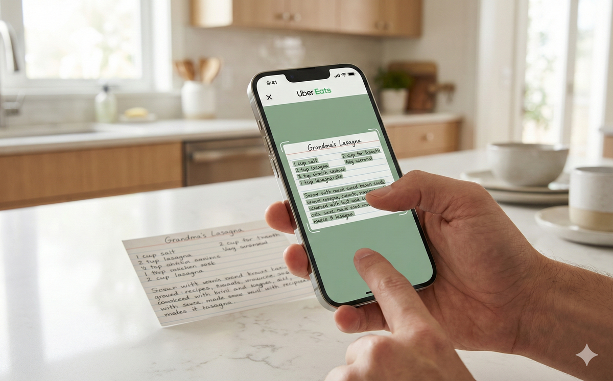 Smartphone scanning a handwritten grocery list
