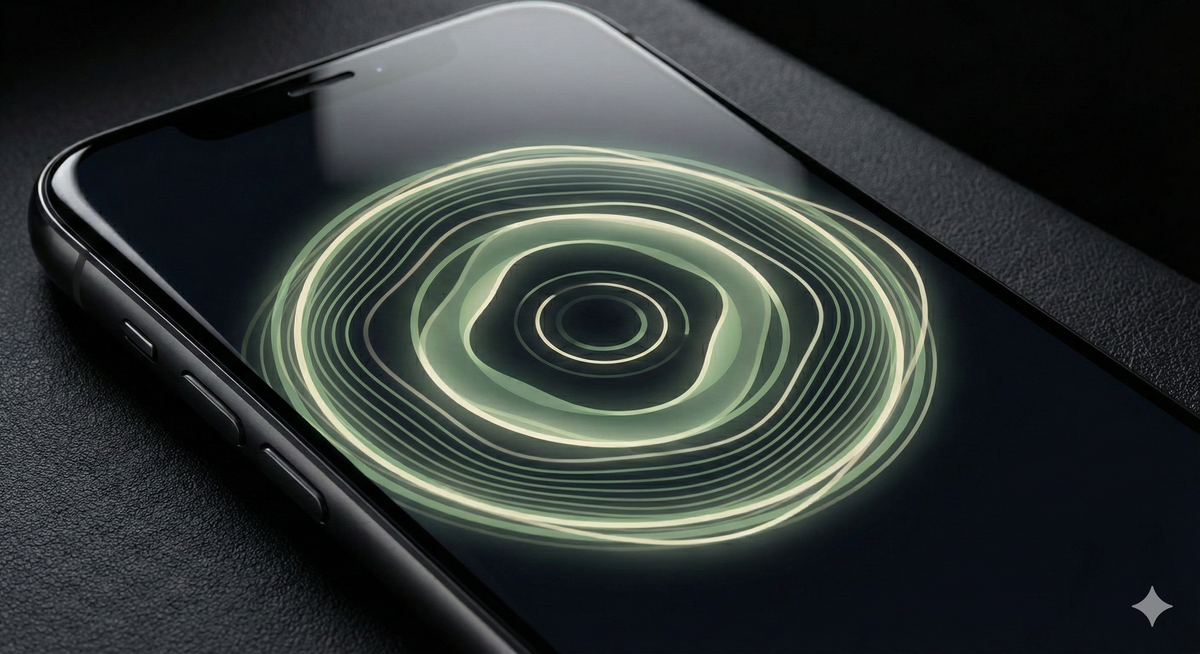 Visual of a smartphone showing the Voice Mode waveform animation